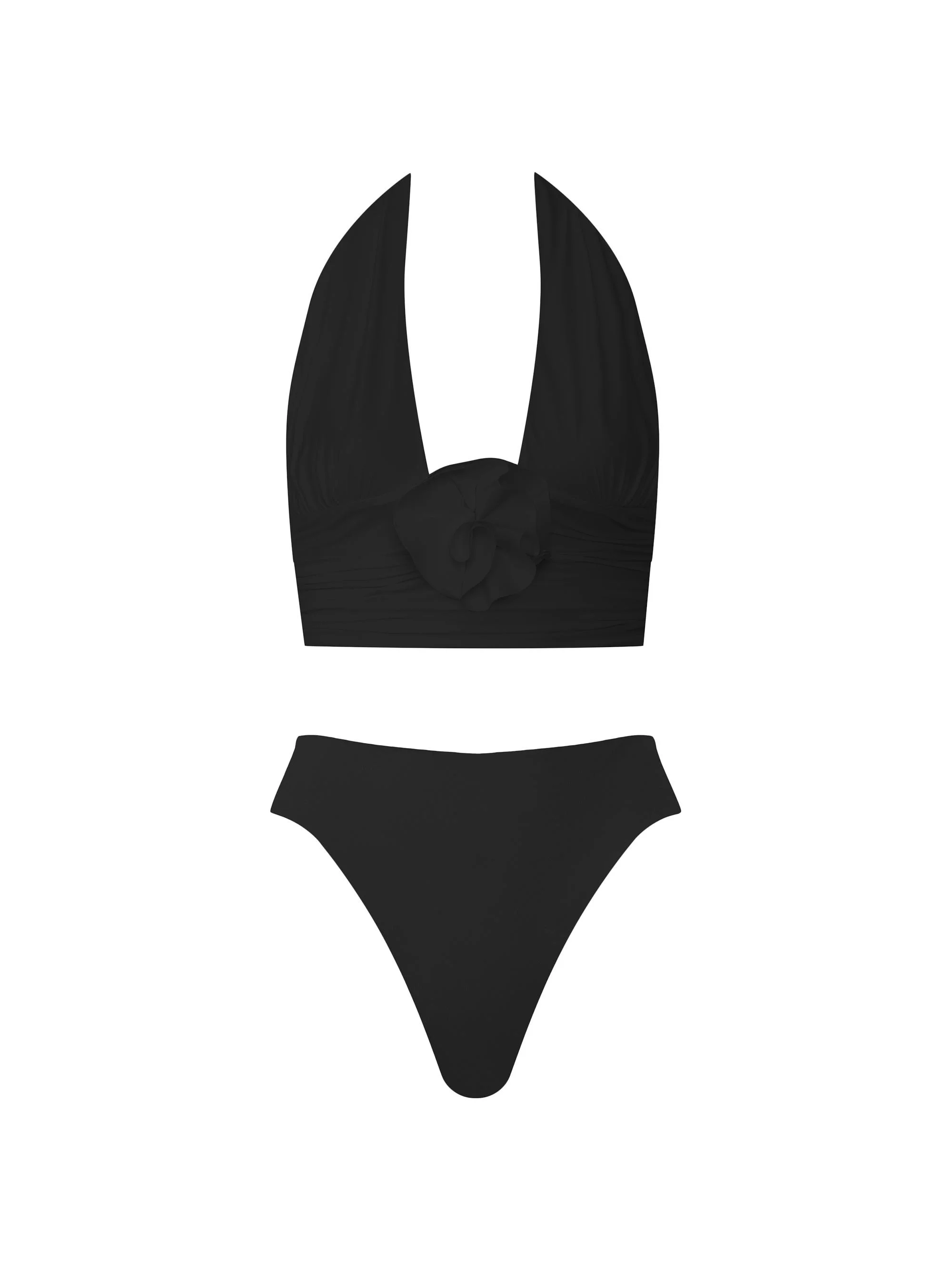 Women's Vives Ruched Halter Bikini - Black - 1