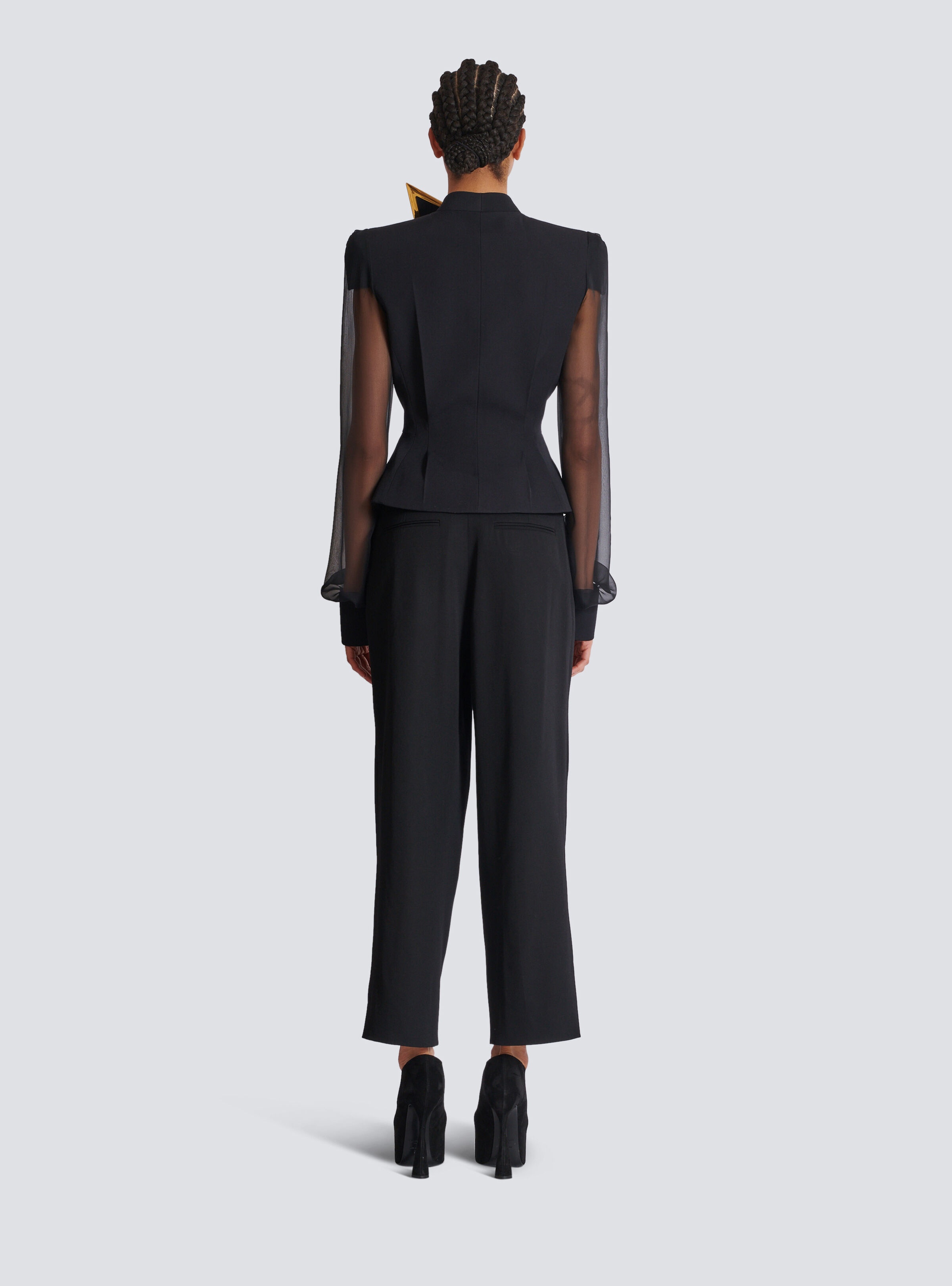 Grain de poudre and chiffon jacket - 4