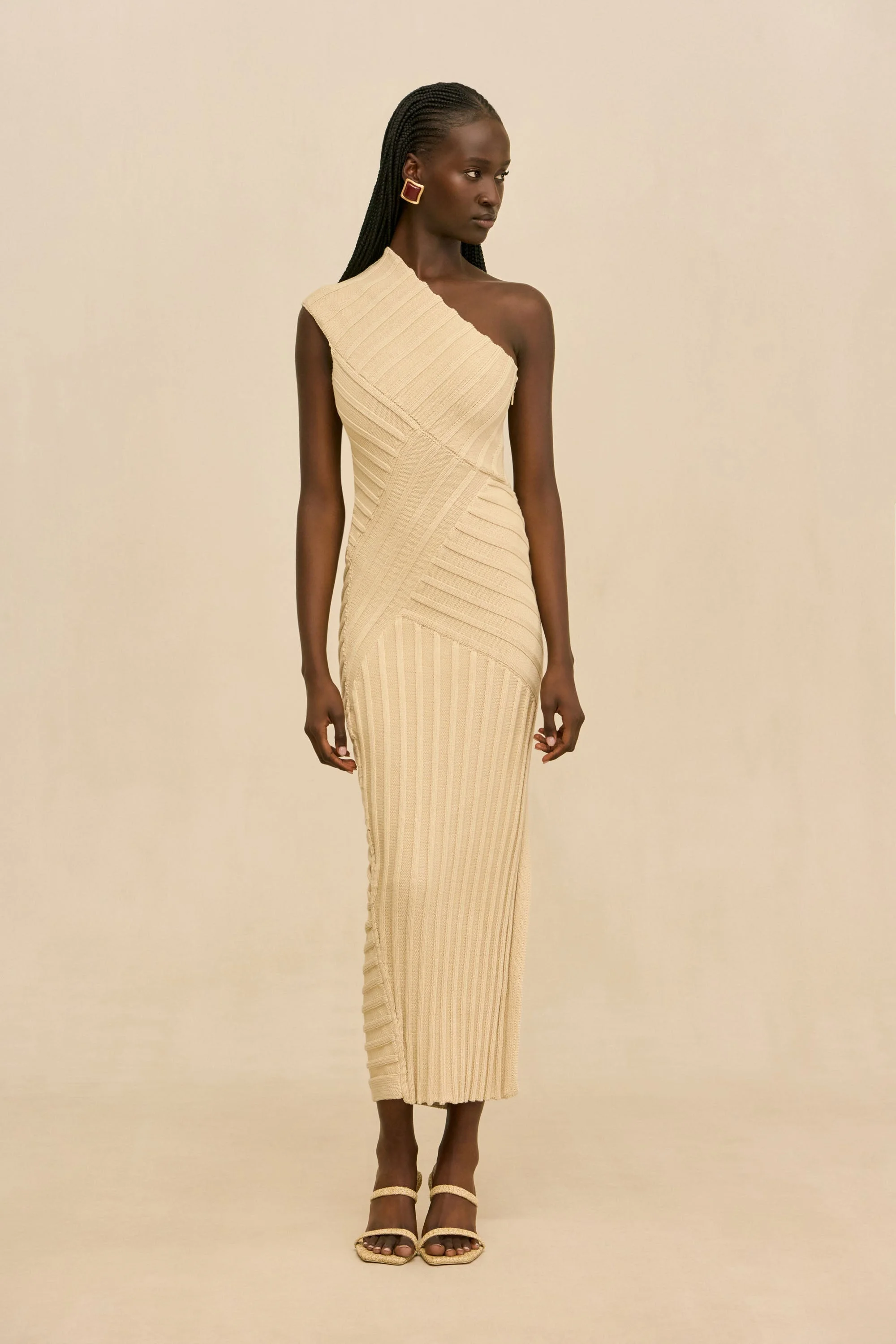 cult gaia yellow dress KYMIA KNIT This Cult Gaia Celestina dress features a striking cowl neck and sleeveless design WREN DRESS - GOLD