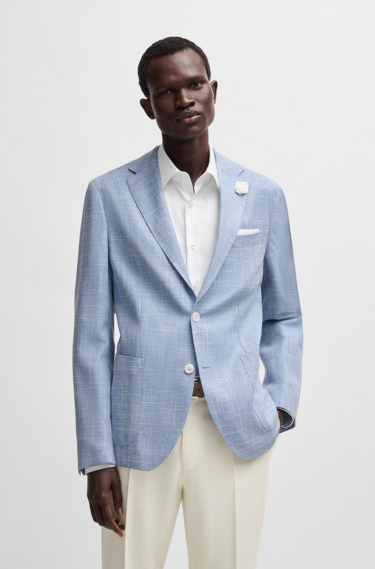 SLIM-FIT BLAZER IN MICRO-PATTERNED FABRIC - 2