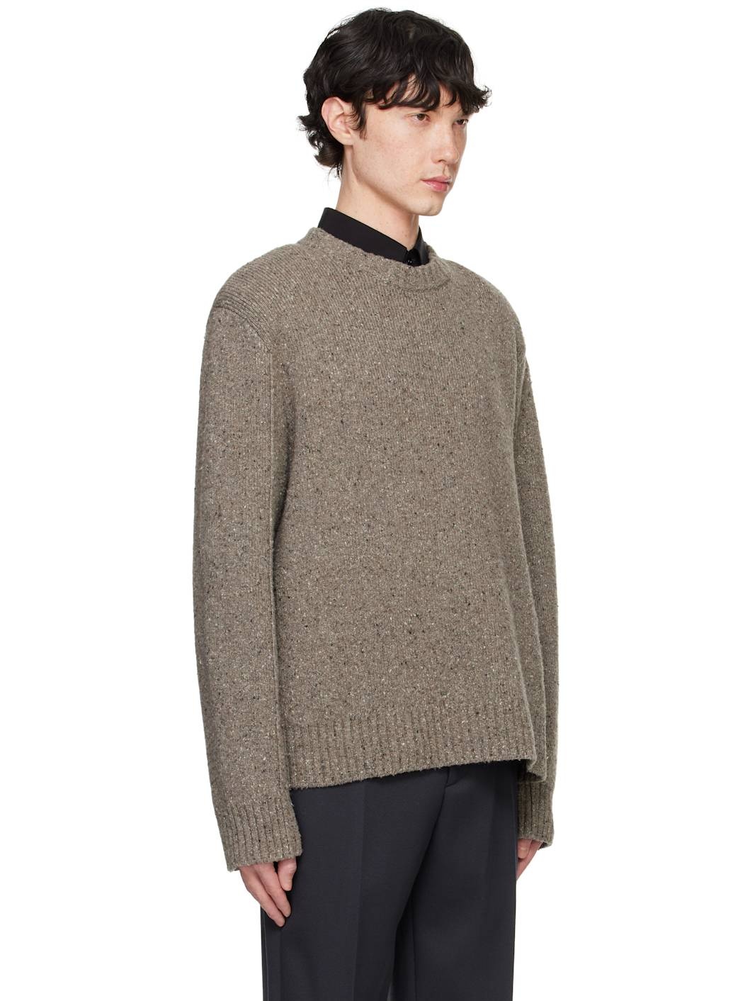 Taupe Wool Tailored Sweater - 4