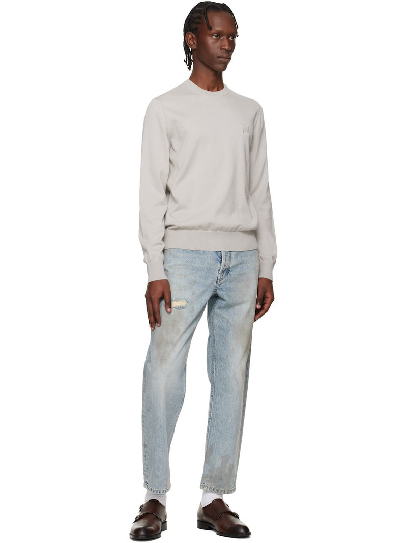 BOSS Gray Logo-Label Cotton & Cashmere Sweater outlook