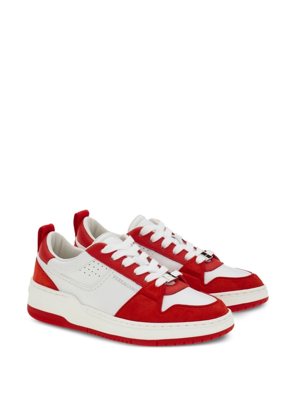 panelled leather sneakers - 2