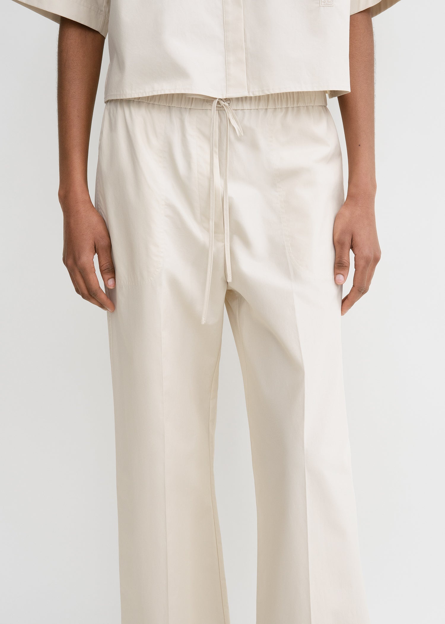 Cotton drawstring trousers stone - 6