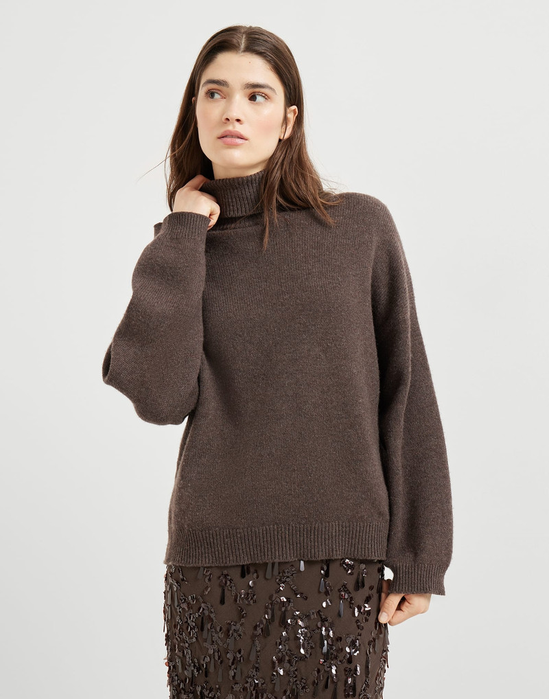Cashmere turtleneck sweater with monili - 1
