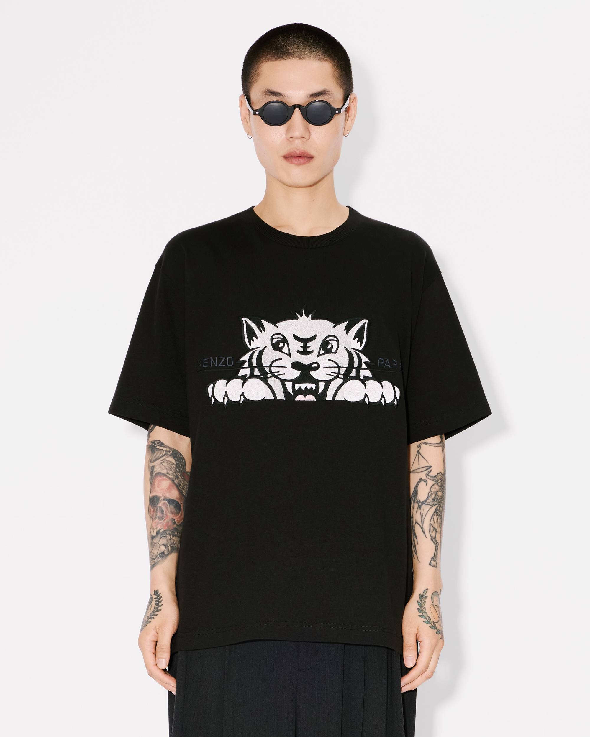 'KENZO Happy Tiger' embroidered oversized T-shirt in cotton - 3