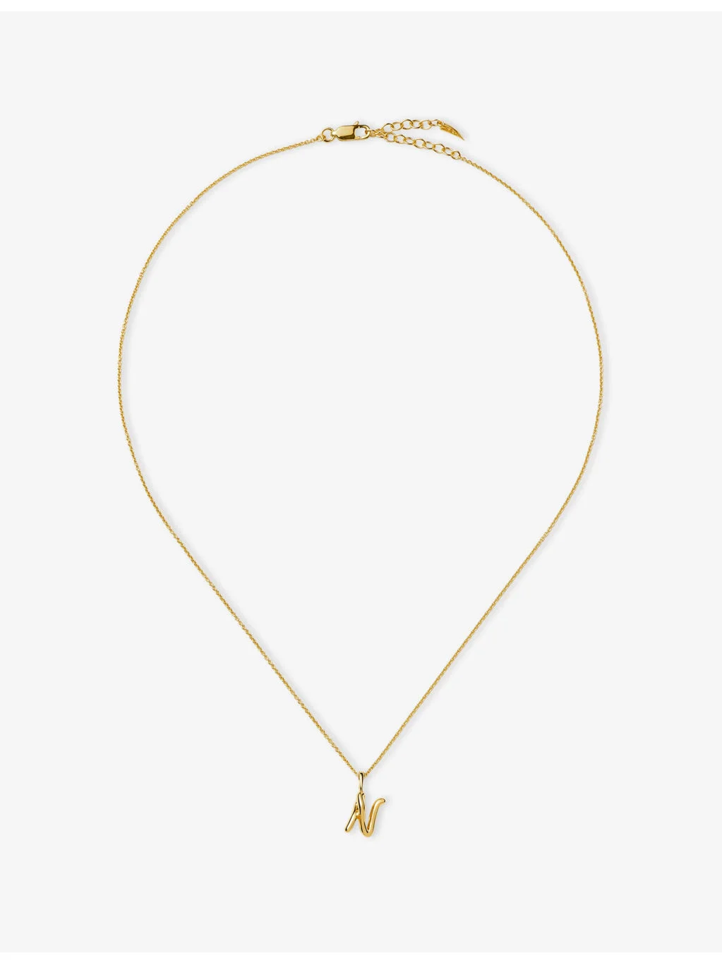 Curly Molten Mini Initial N 18ct Gold Vermeil Necklace - 1