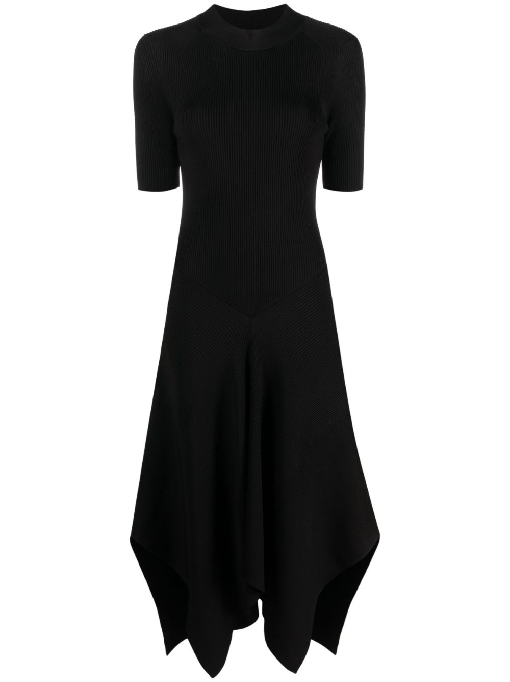 asymmetric ribbed-knit dress - 1