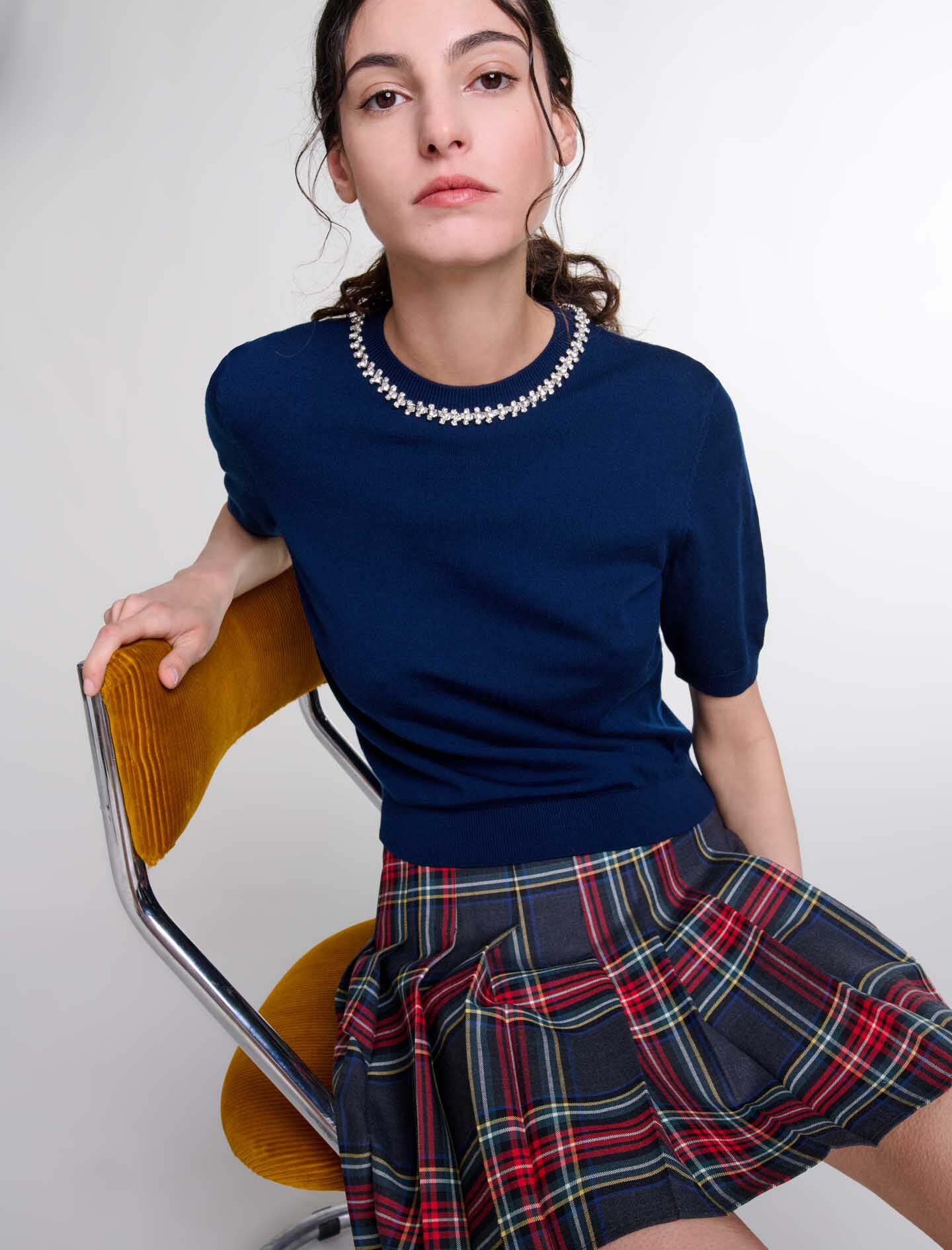 Knit crop jumper with rhinestones - 7