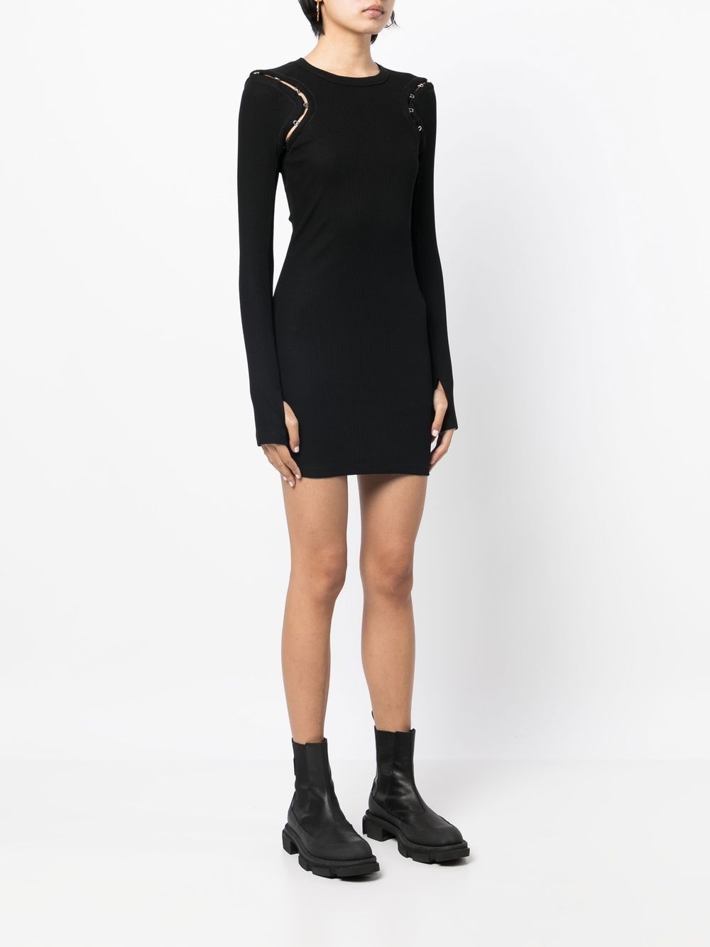 hook and eye ribbed mini dress - 3