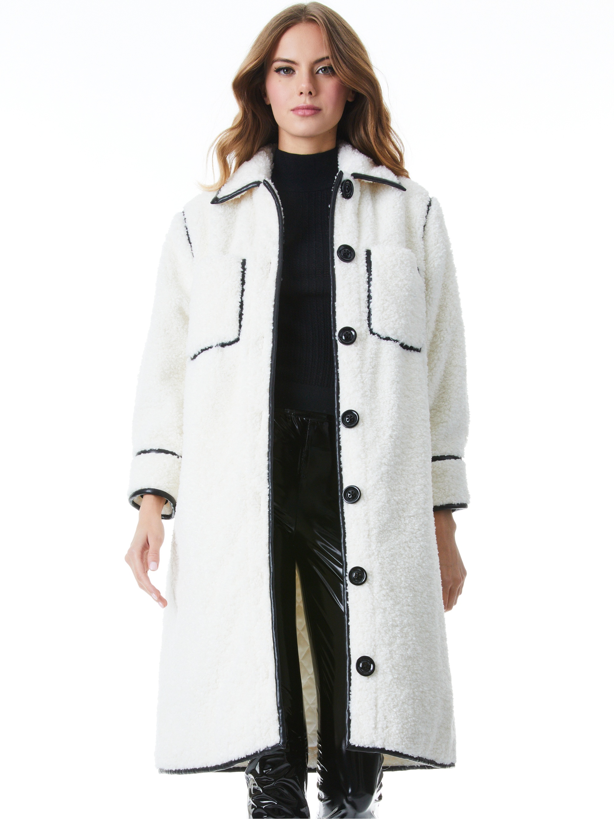 SAMSON FAUX SHEARLING PIPED COAT - 2