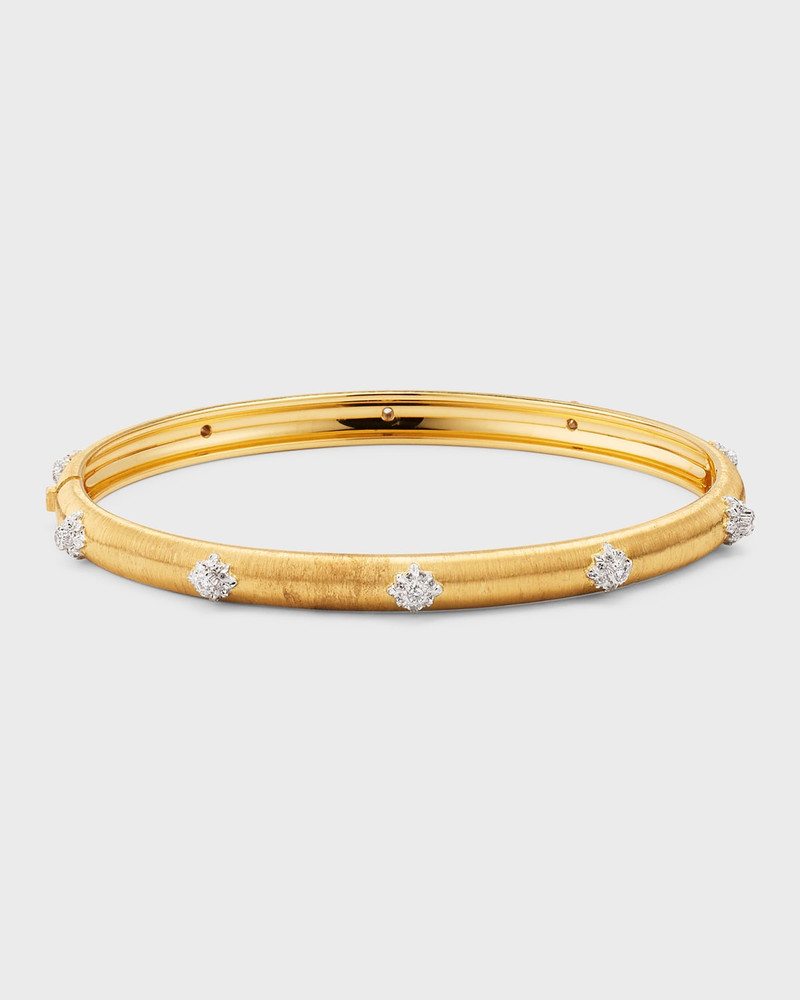 Macri 18K Yellow Gold Bangle with Diamonds, 4mm 1