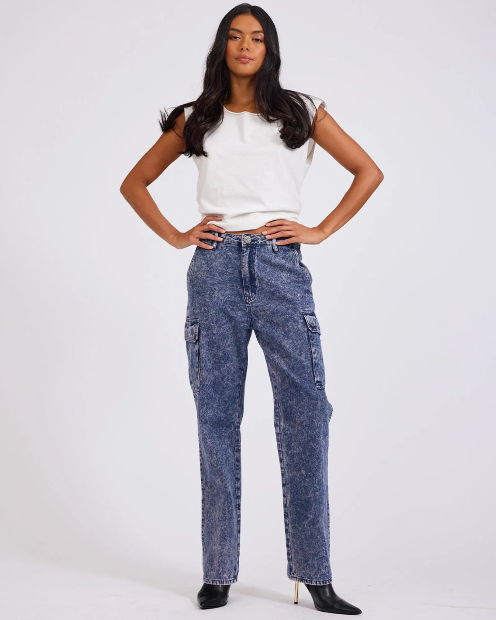 Cargo Motion Denim Jeans - Purple - 1