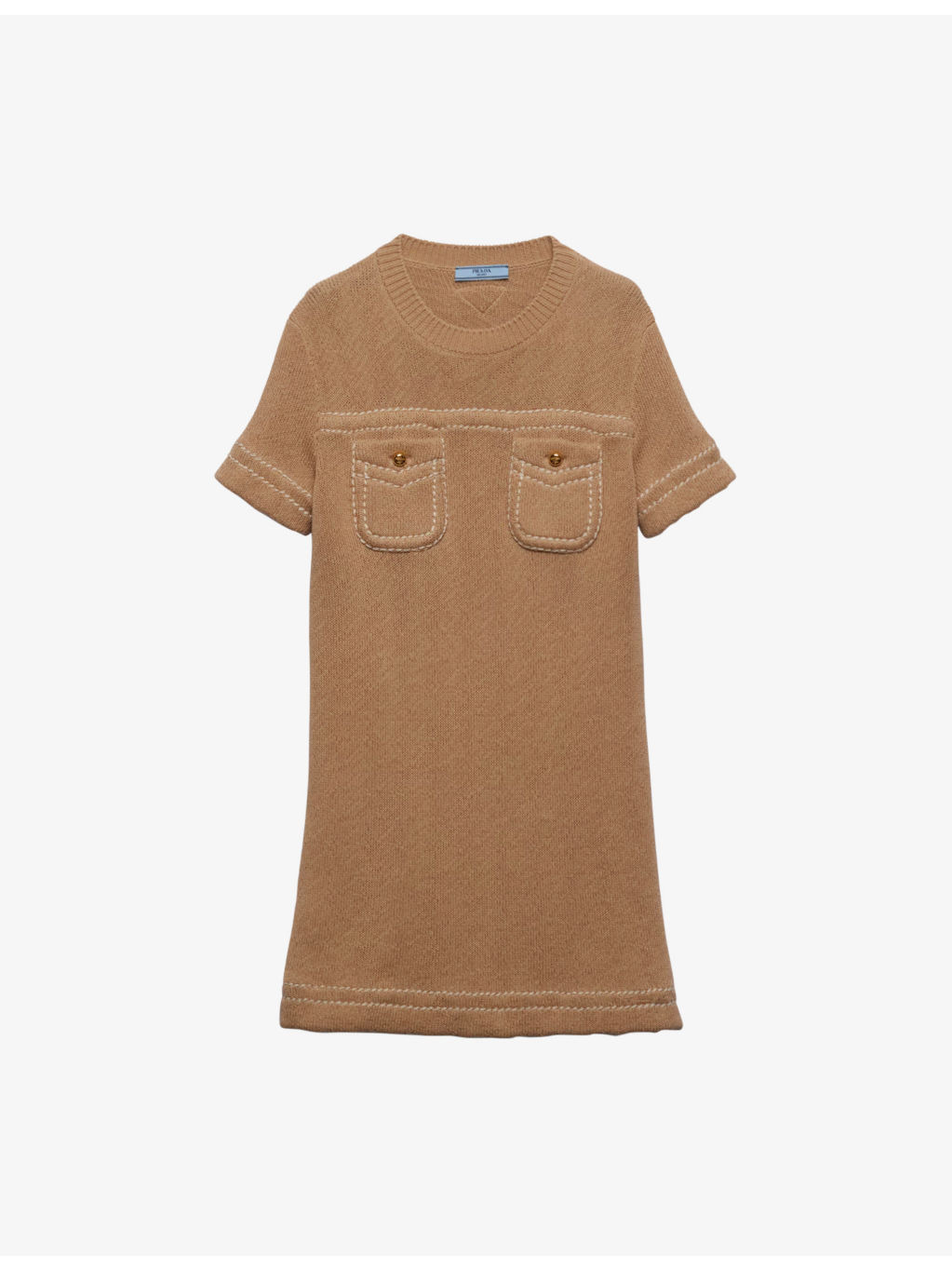 Pocket-embellished straight-hem cotton mini dress - 1