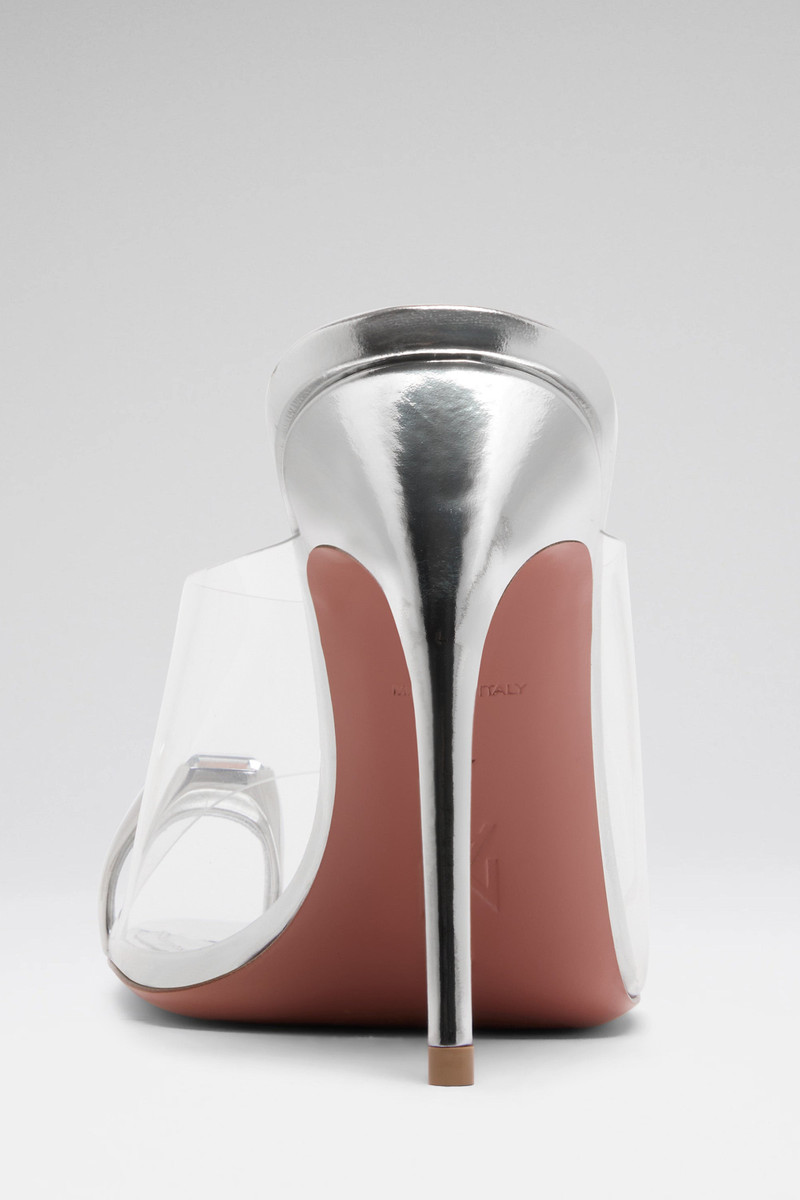 JUSTINE SLIPPER 105 SILVER MIRROR TRANSPARENT PVC AND SILVER TOE RING 3