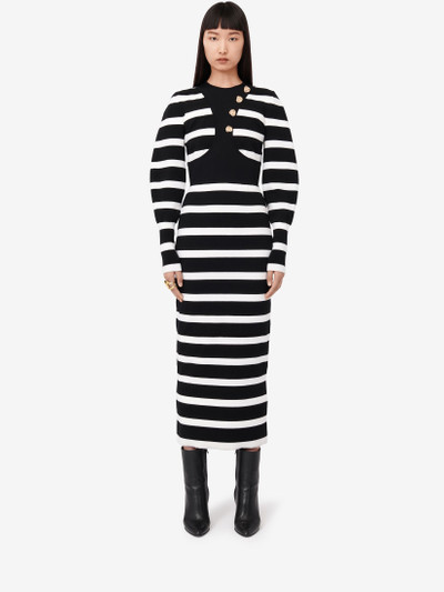 Alexander McQueen Women's Striped Pencil Dress in Black/ivory outlook