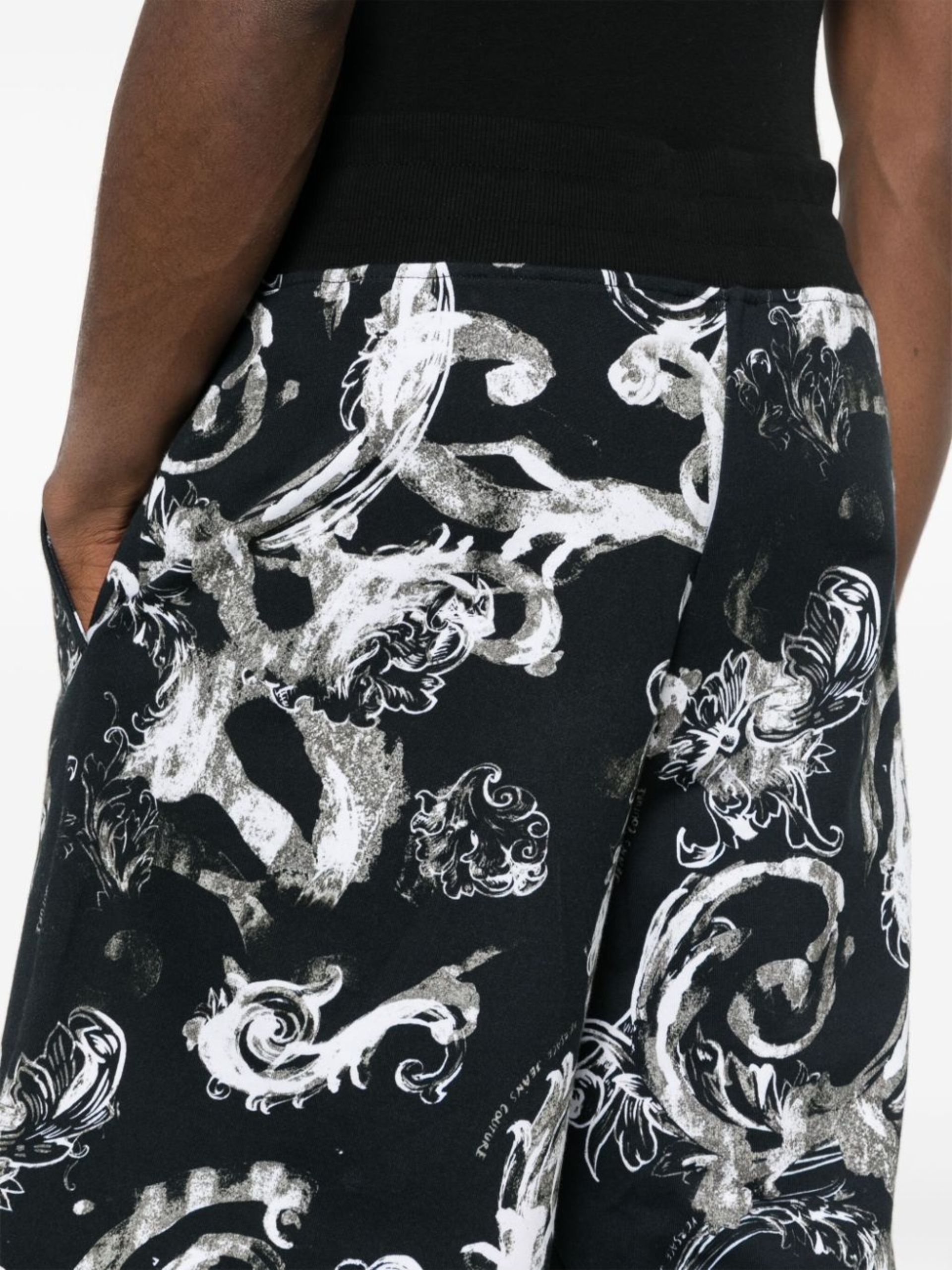 Black Watercolour Couture Cotton Shorts - 5