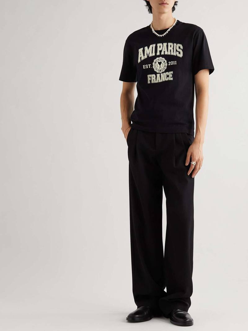 AMI Paris Logo-Print Cotton-Jersey T-Shirt outlook