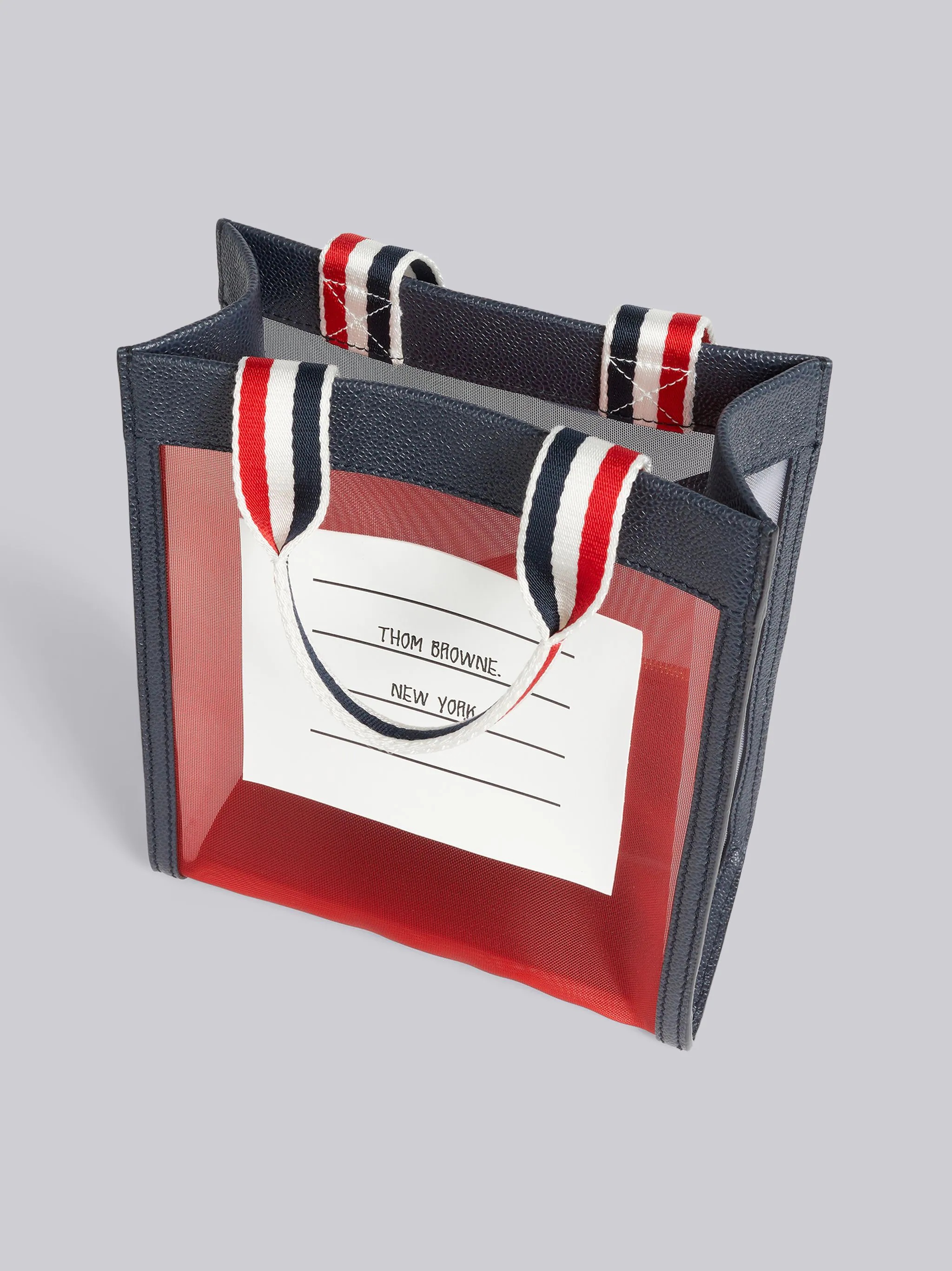 Multicolor Fun-Mix Mesh Paper Handle Stripe Handle Small Tote - 5