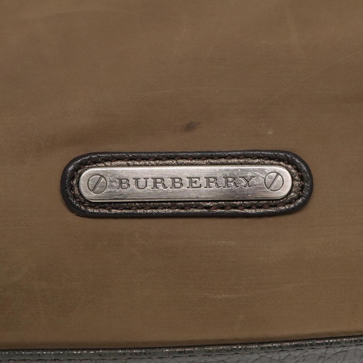 Burberry Tote Bag Nylon Leather Brown Dark Brown Silver - 10