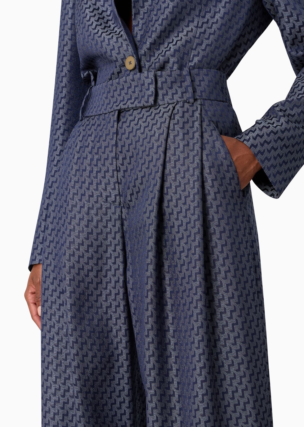 Two-dart jacquard viscose trousers - 5