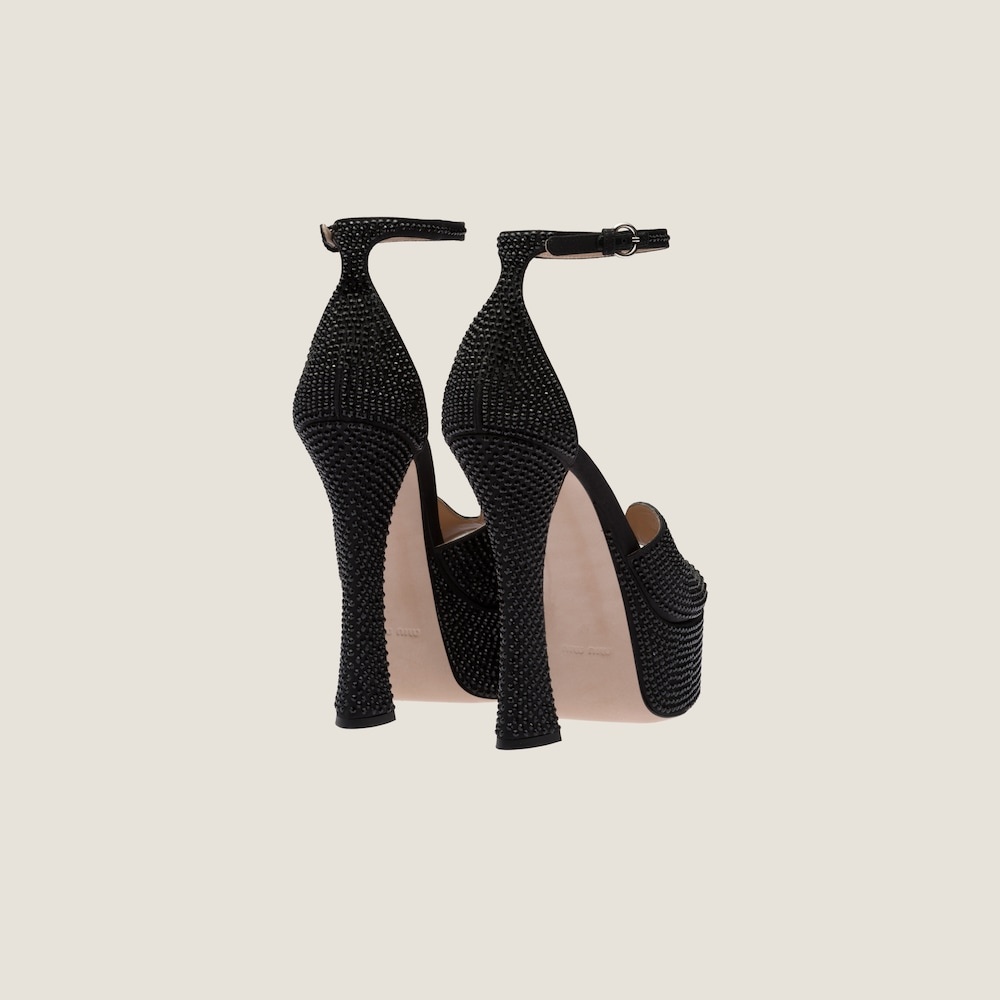 Satin platform sandals with crystals - 3