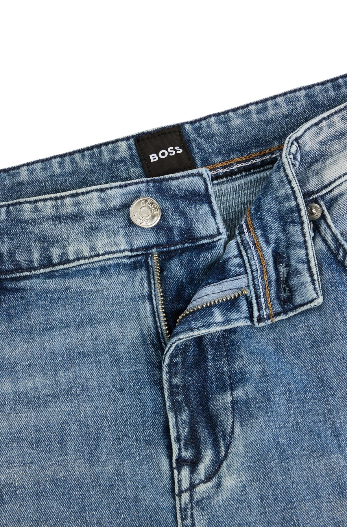 SLIM-FIT JEANS IN BLUE CASHMERE-TOUCH DENIM - 6