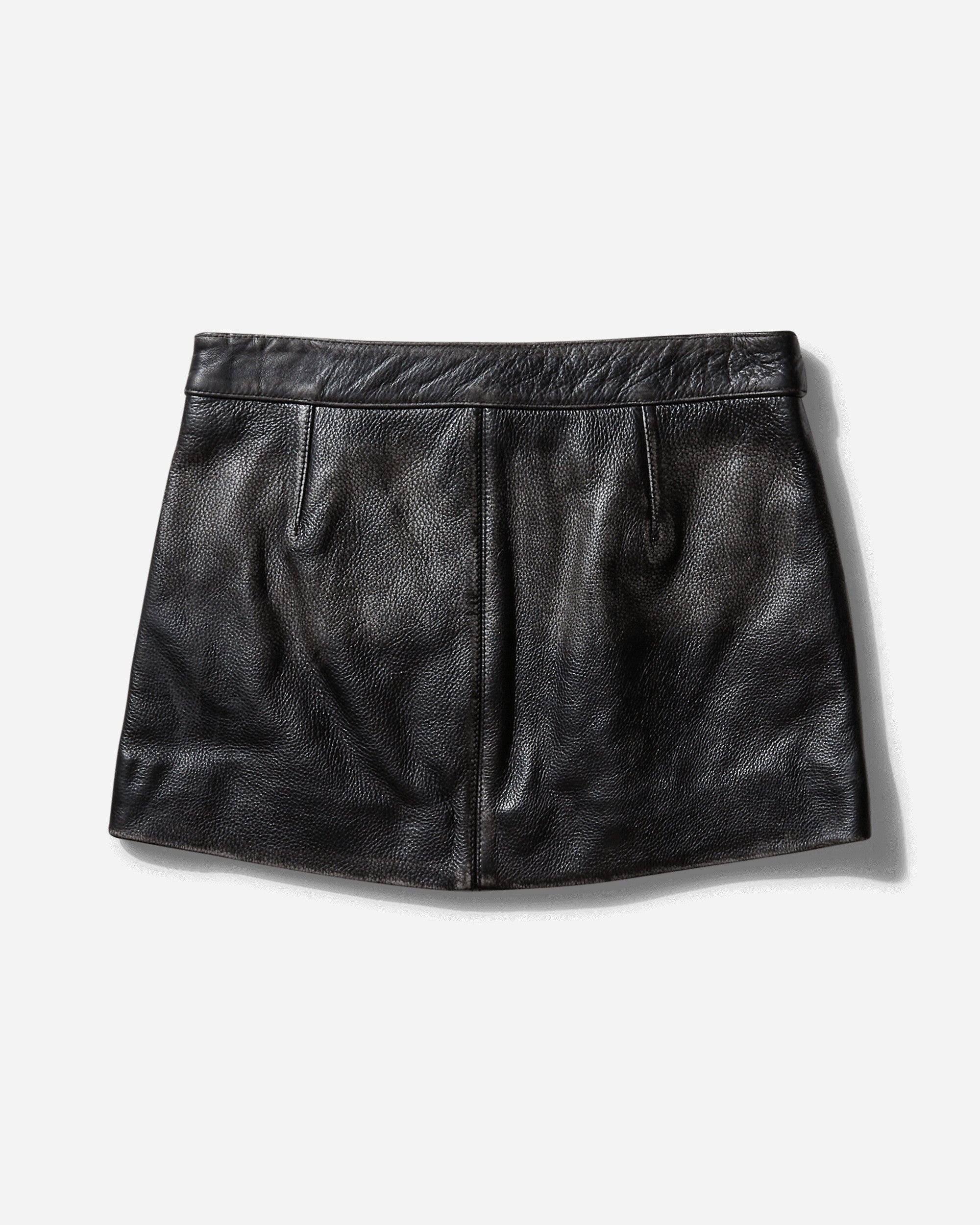 Women's Vintage Leather Skirt Jet Black - 2