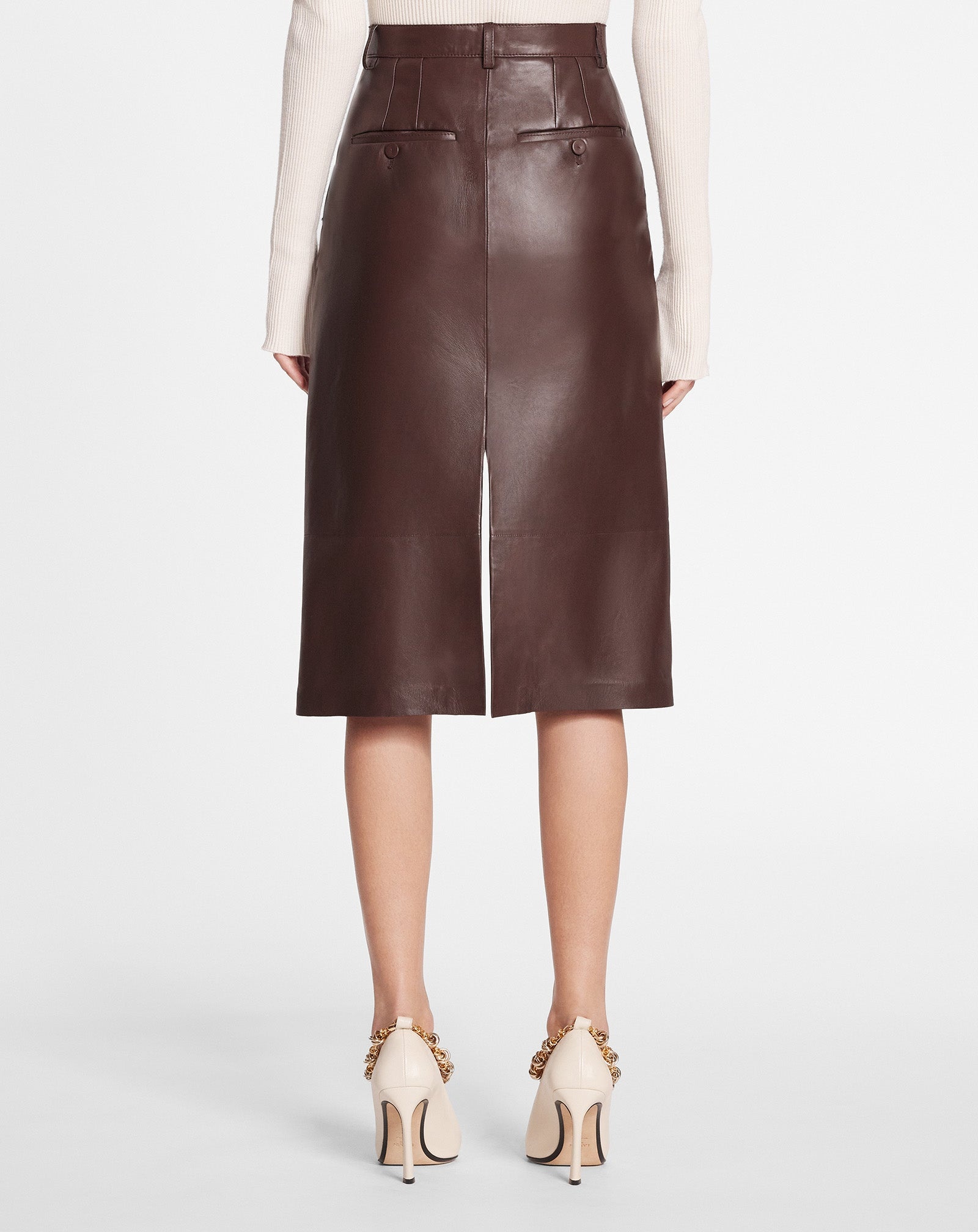 STRAIGHT LEATHER MIDI SKIRT - 4