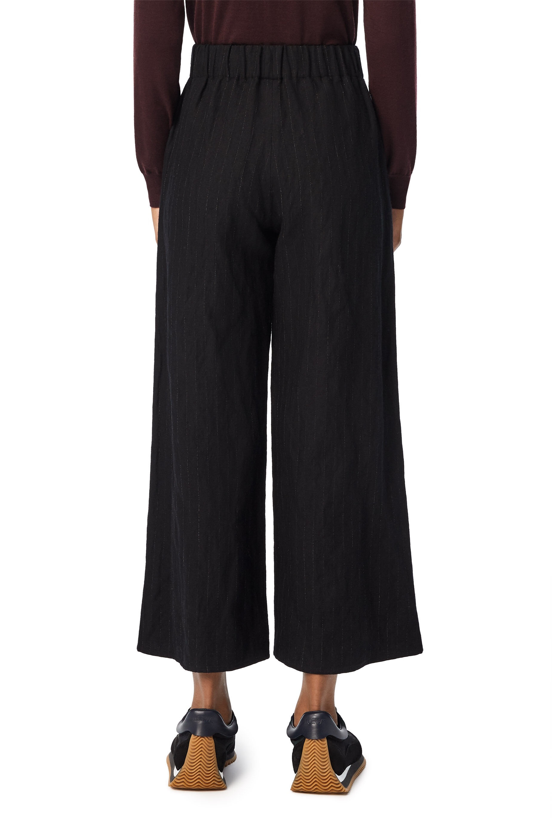 Elasticated cropped trousers in wool and cotton - 4