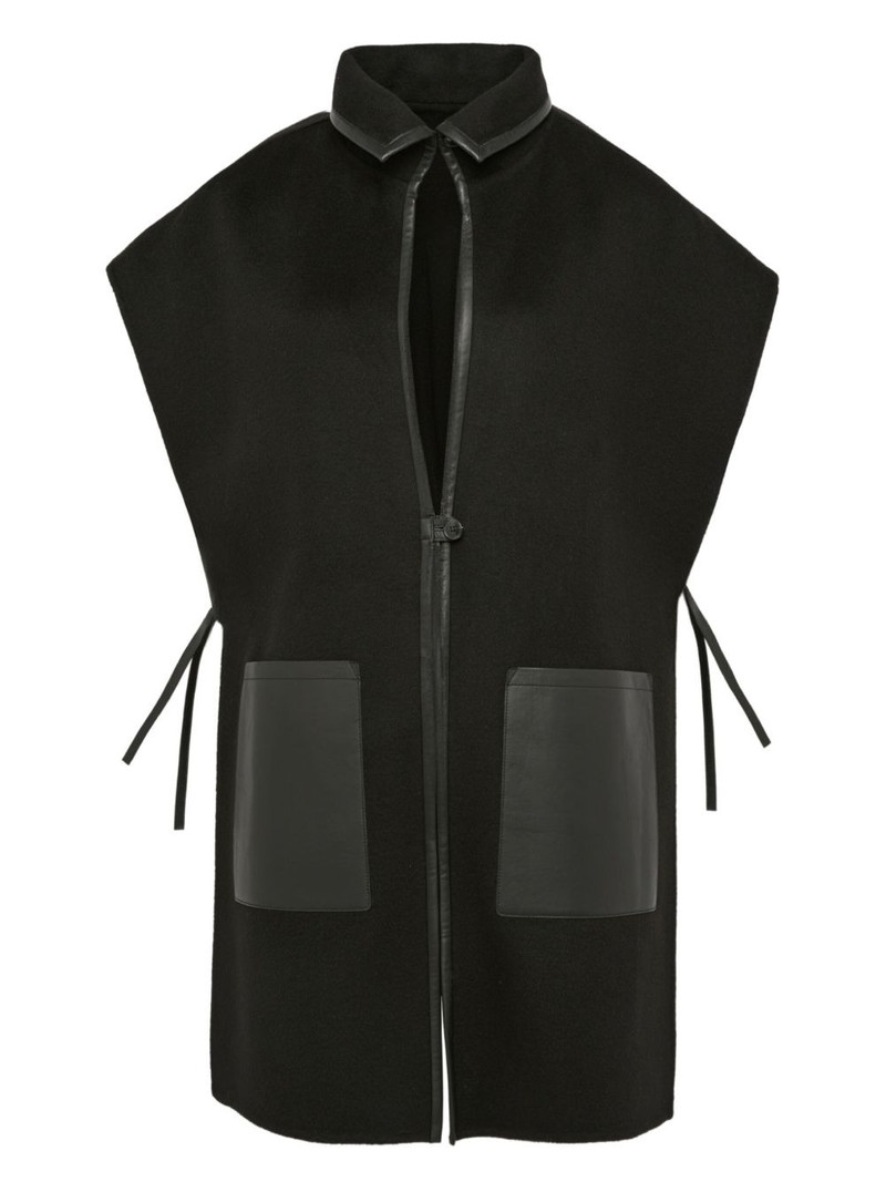 double-sided leather-wool bib 1
