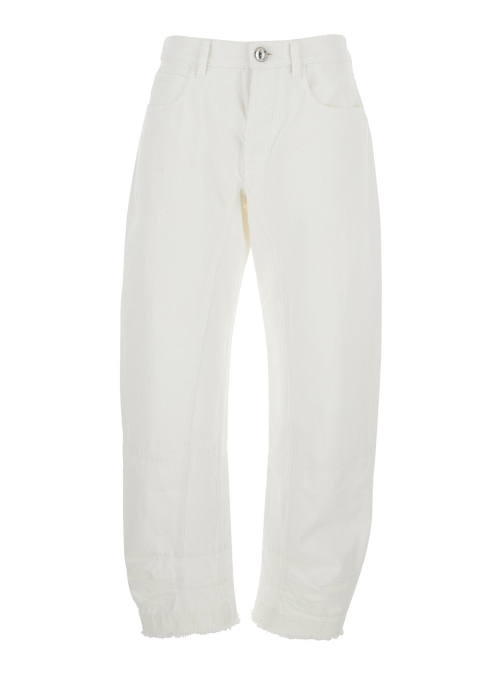 Jil Sander Women White Jeans With Logo Patch On The Rear And Fringed Hem In Denim Woman - 1