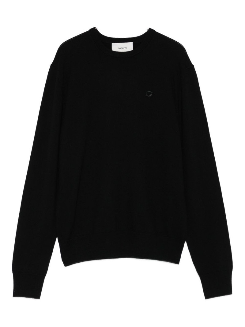 logo-embroidered wool sweater 1
