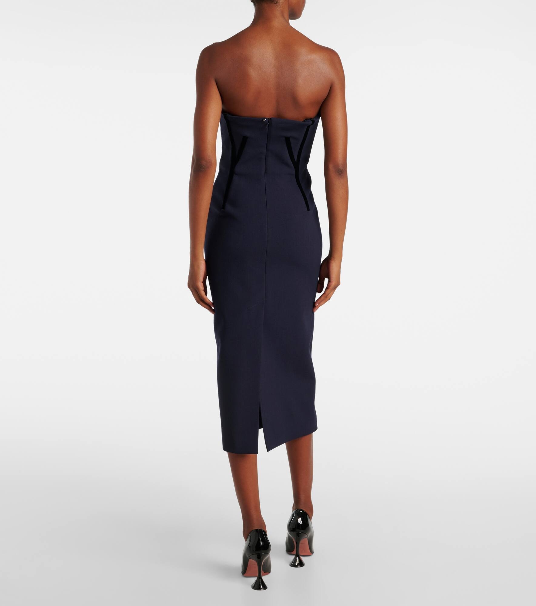 Anemone wool-blend bustier midi dress - 3