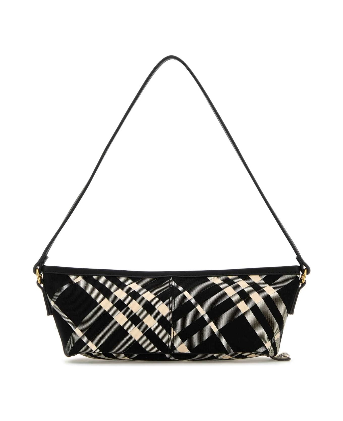 Embroidered Canvas Mini Check Handbag - 1