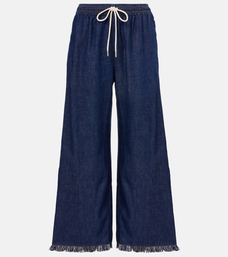 Rhiannon fringed denim wide-leg jeans 1