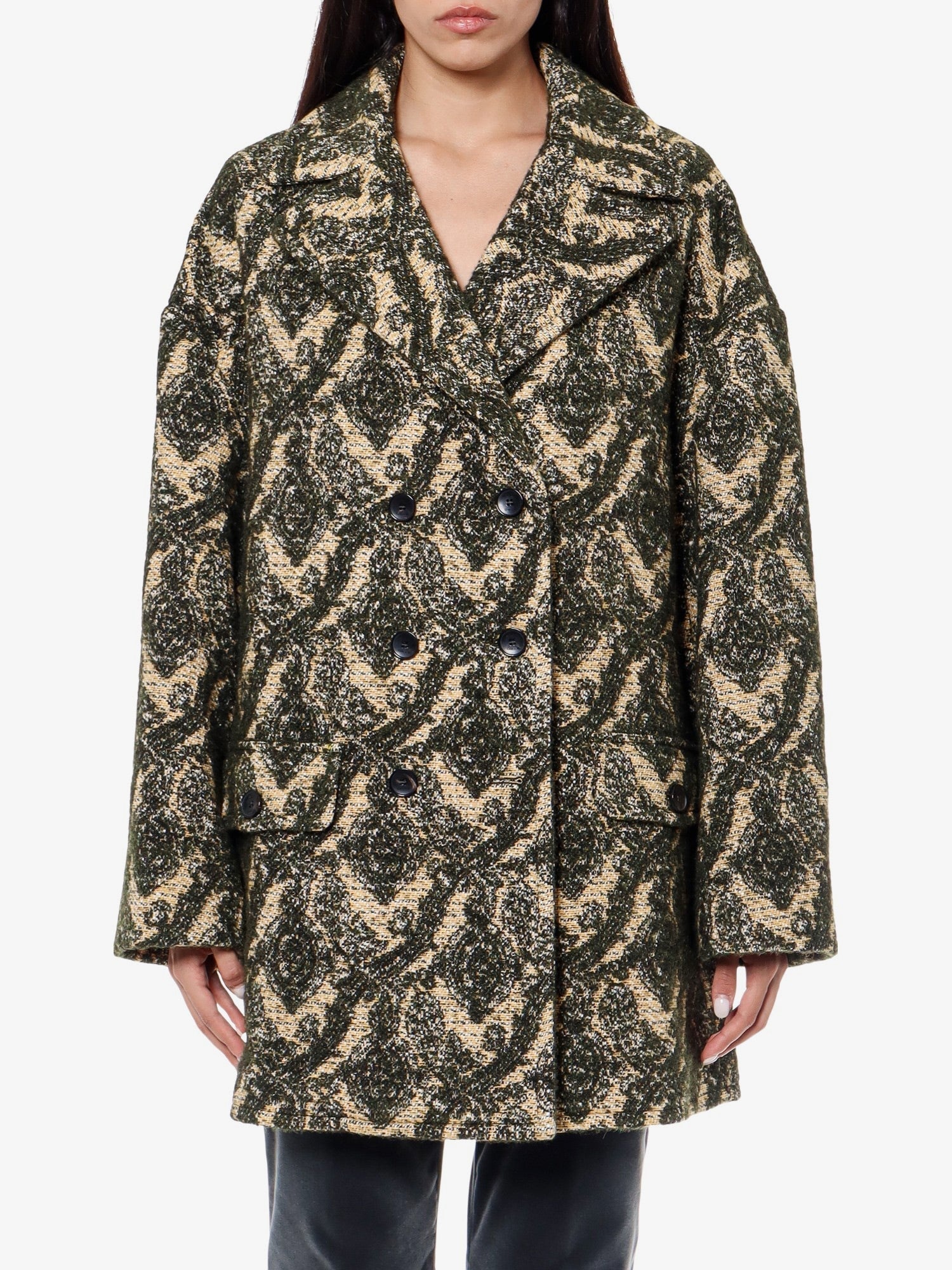Etro Women Double-Breasted Coat With Multicolor Motif - 3