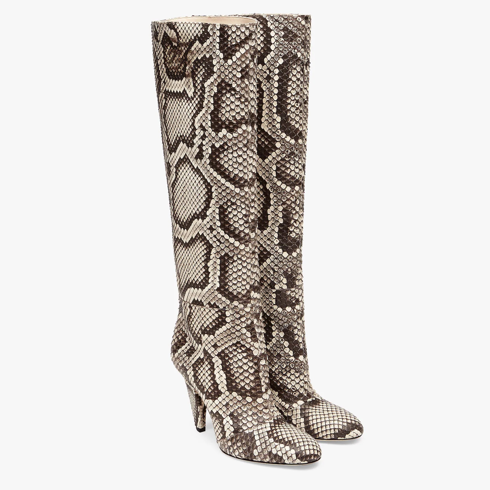 High-heeled boots in brown python - 4