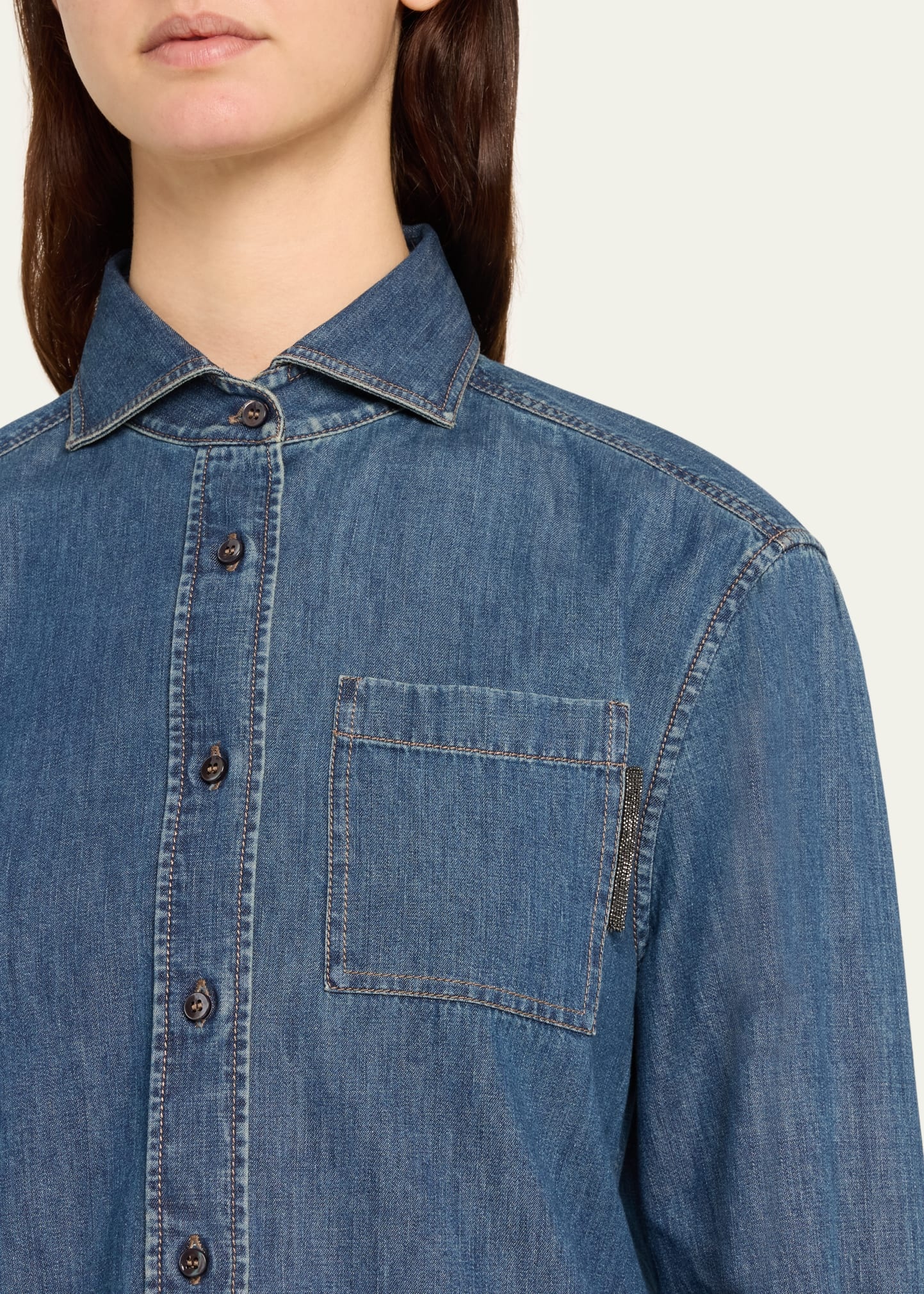 Monili Pocket Tab Denim Shirt - 5