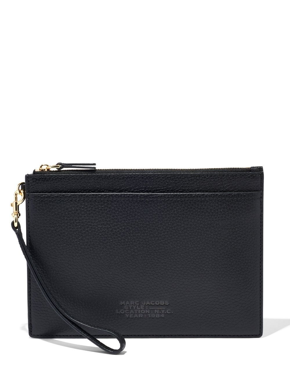 leather embossed-logo wristlet wallet - 1
