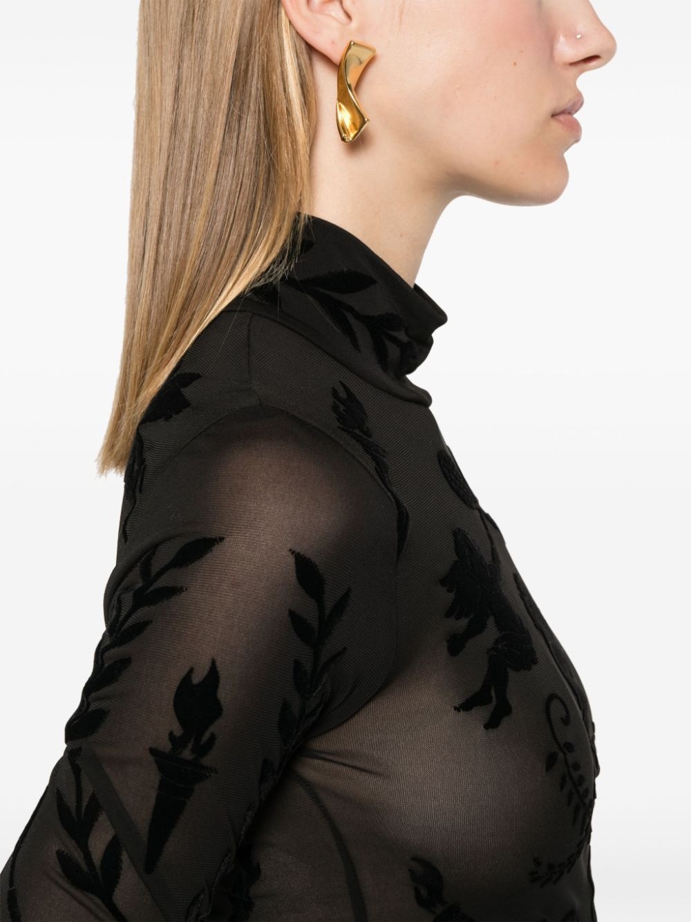 devoré-effect bodysuit - 5