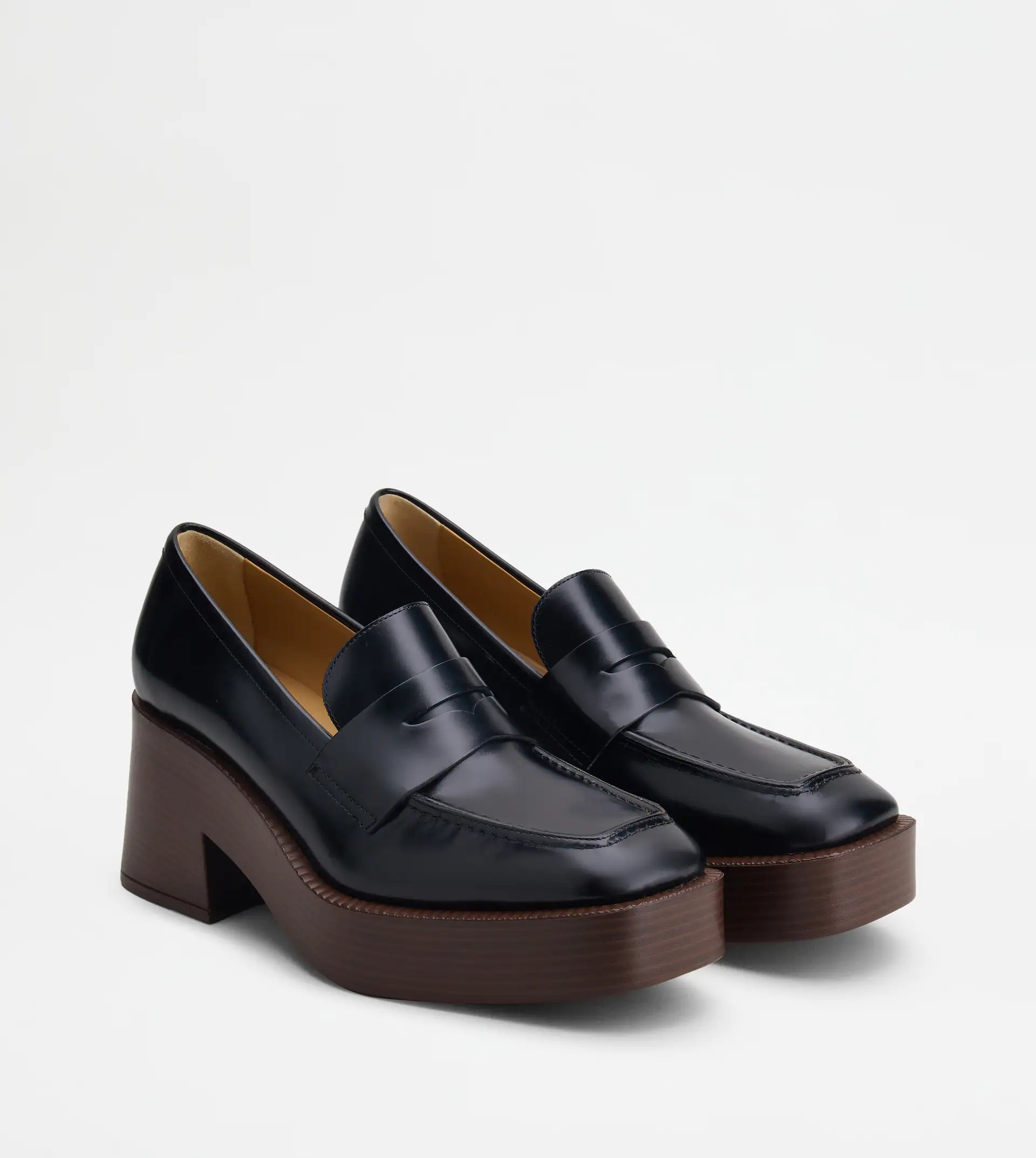 PLATFORM LOAFERS IN LEATHER - BLACK - 3