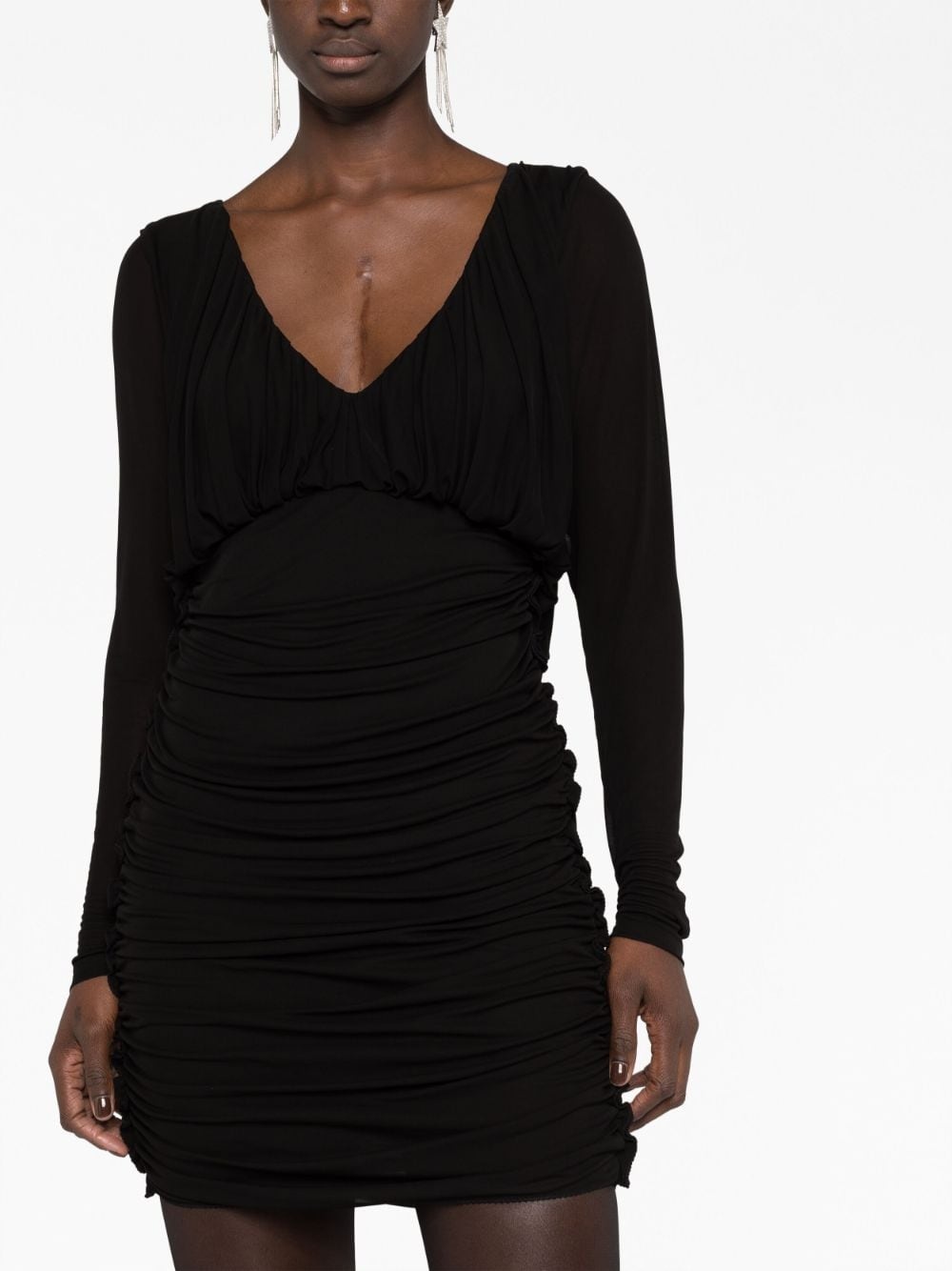 draped V-neck minidress - 5