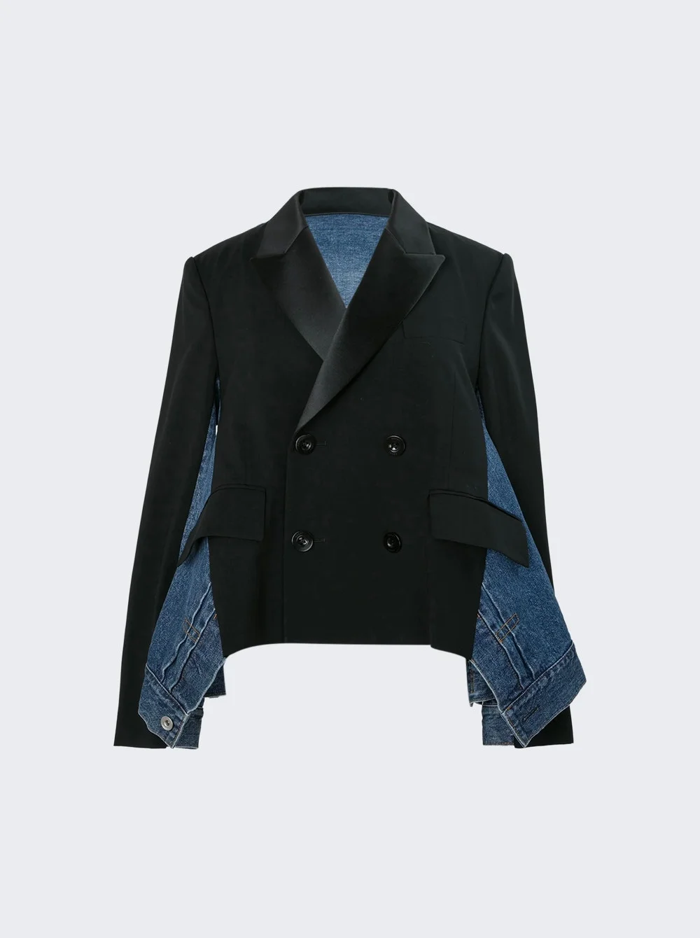 Wool Suiting X Denim Jacket Black And Blue - 1