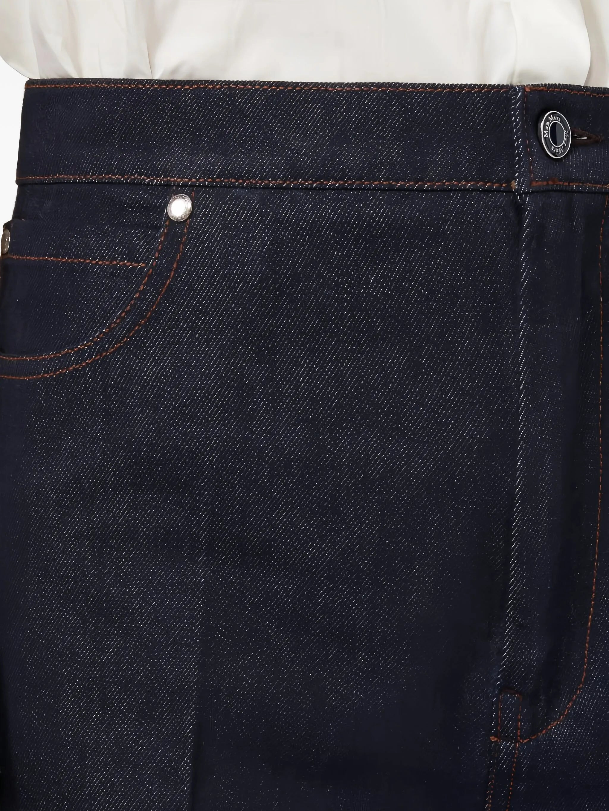 topstitching pleated-front denim jeans - 4