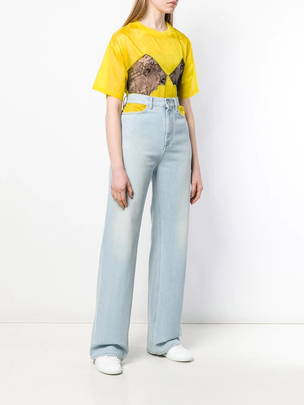 cut-out wide leg jeans - 3