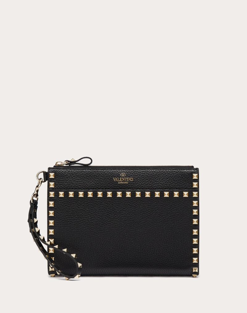 ROCKSTUD GRAINY CALFSKIN POUCH 1