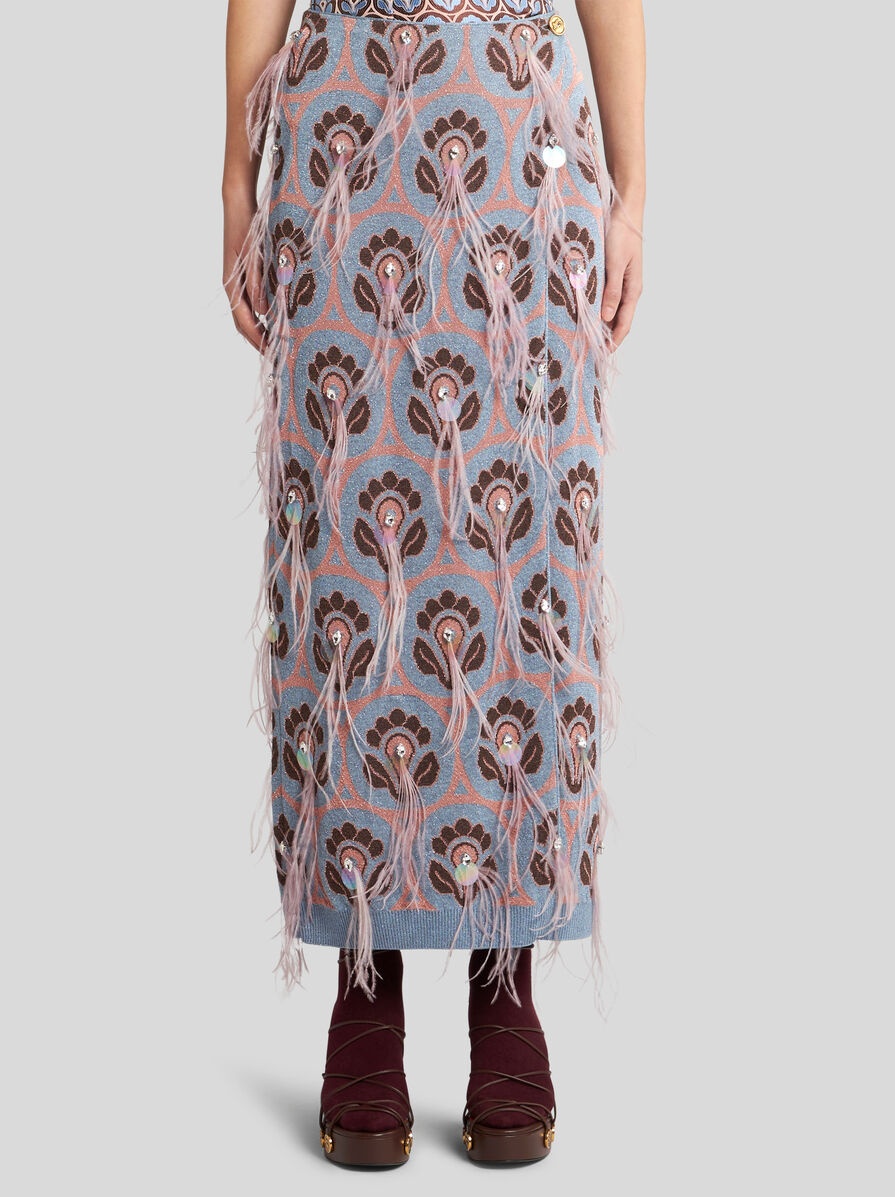 JACQUARD SKIRT WITH FEATHERS - 3