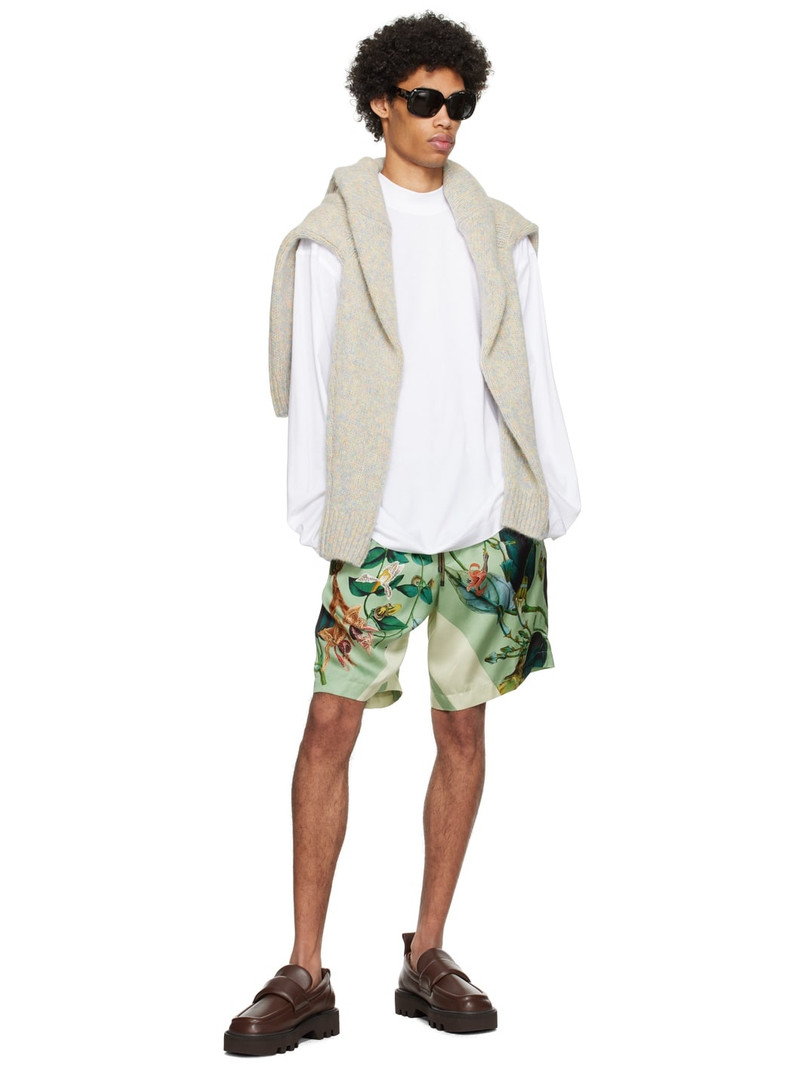 Dries Van Noten Green Printed Shorts outlook