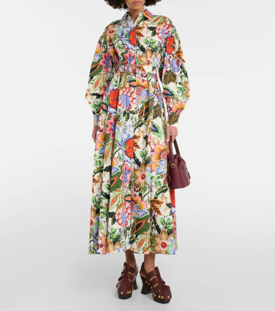 Etro Floral cotton midi shirt dress outlook